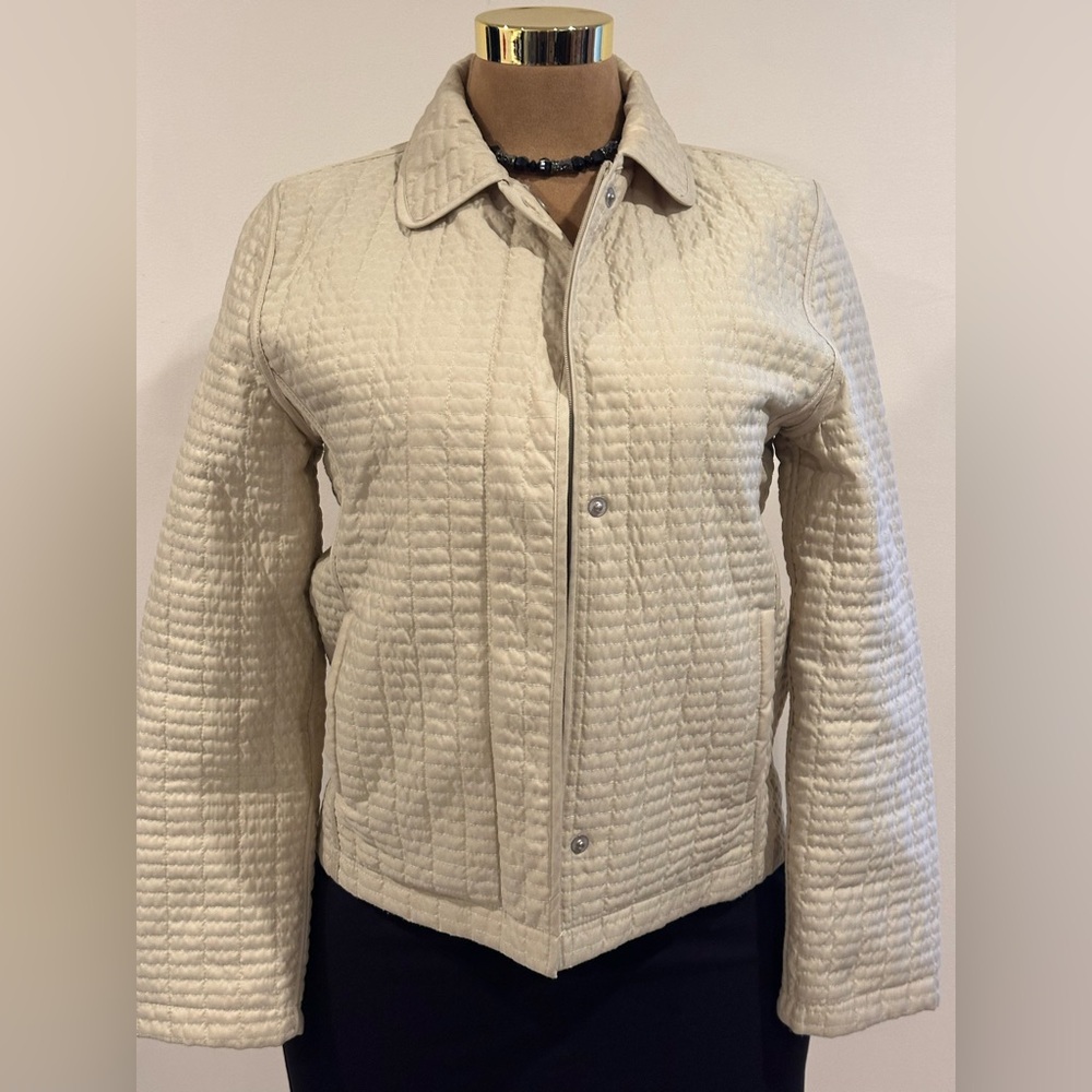 Weatherproof Garment Company Vanilla  Quilted Jacket With Pockets Zip Up Sz S